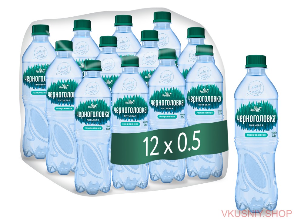 Вода "Черноголовка" 0,5 газ ПЭТ фото 1 &mdash; Интернет-магазин доставки продуктов и воды ВКУСНЫЙ