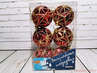 Набор шариков, 6 шт, цвет: красный, диаметр: 6 см — Интернет-магазин доставки продуктов и воды ВКУСНЫЙ