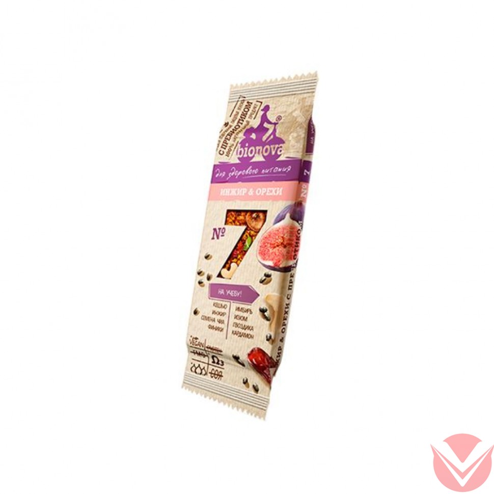 Bionova фруктово-ореховый батончик с инжиром, 35 г фото 1 — Интернет-магазин доставки продуктов и воды ВКУСНЫЙ