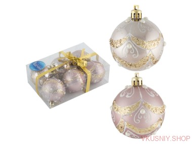 Набор шаров &quot;Завитки&quot; (6шт) 6см цвет красный — Интернет-магазин доставки продуктов и воды ВКУСНЫЙ