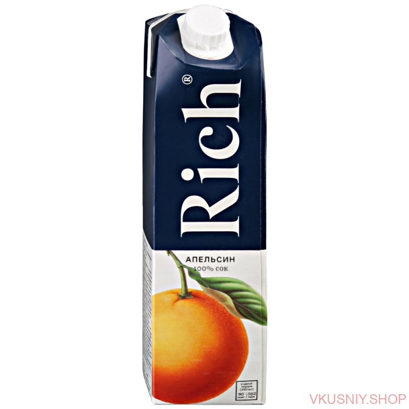Сок Rich Апельсин 100%, 1л фото 1 — Интернет-магазин доставки продуктов и воды ВКУСНЫЙ