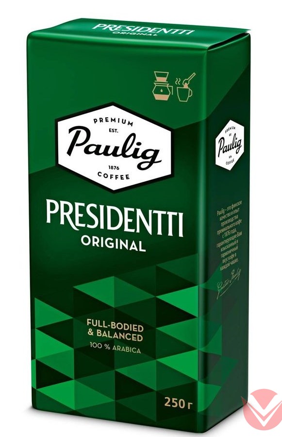 Кофе Paulig Рresidentti Original молотый, 250г - купить по цене от 500 руб.  с бесплатной доставкой на дом или в офис в Москве и области |  Интернет-магазин «Вкусный»