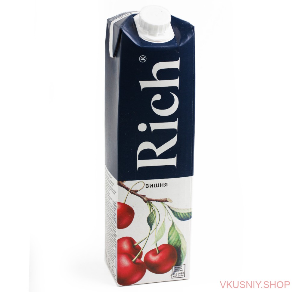 Сок Rich Вишня, 1л фото 1 — Интернет-магазин доставки продуктов и воды ВКУСНЫЙ