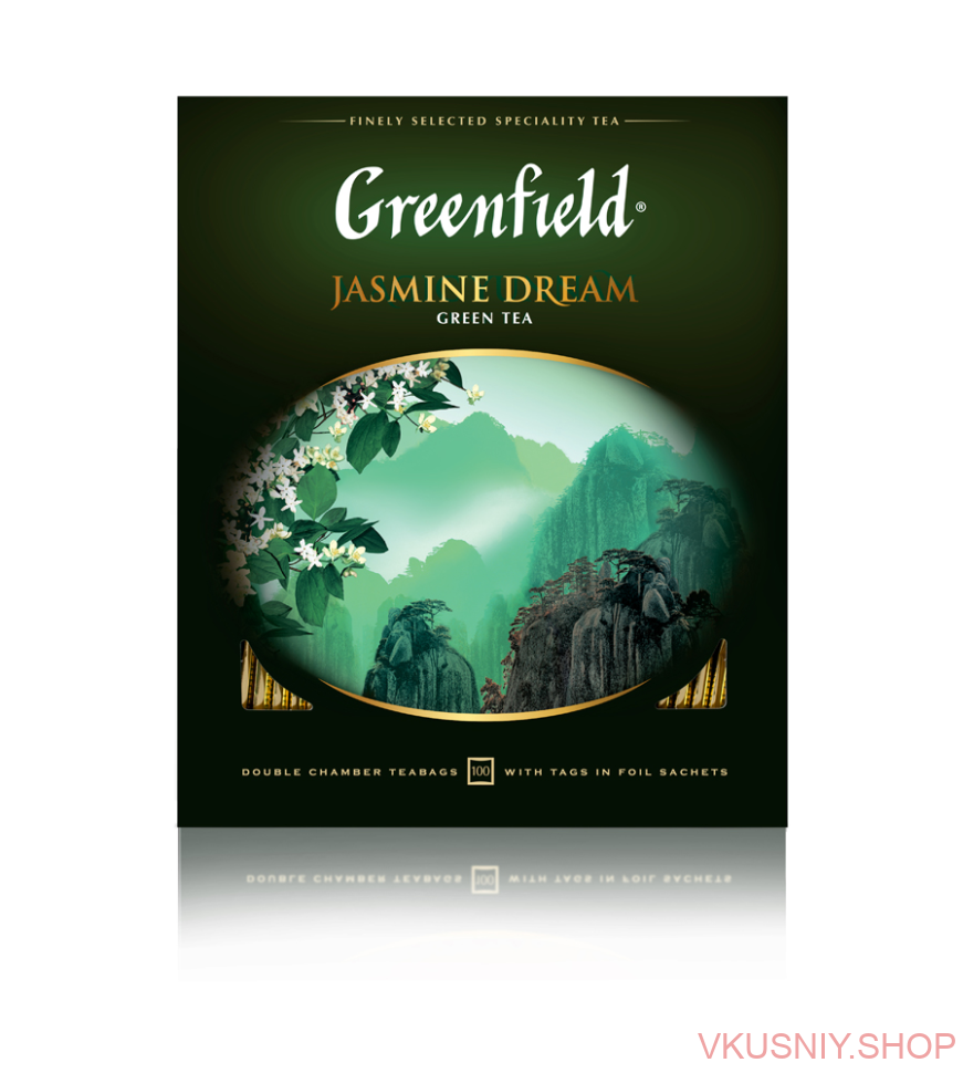 Гринфилд Жасмин, зеленый, 100 пак фото 1 — Интернет-магазин доставки продуктов и воды ВКУСНЫЙ