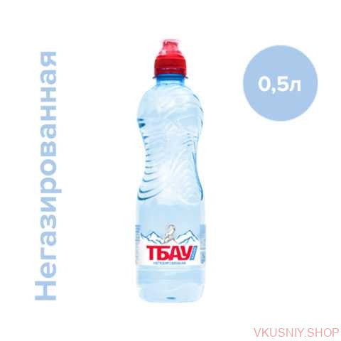 Вода питьевая "Тбау", 0,5 л  (без газа), ПЭТ, Спорт фото 1 — Интернет-магазин доставки продуктов и воды ВКУСНЫЙ