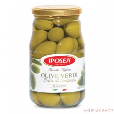 Оливки Iposea зеленые с косточкой, 530гр — Интернет-магазин доставки продуктов и воды ВКУСНЫЙ