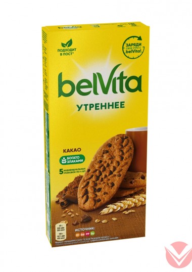 Печенье Belvita Утреннее какао, 225г — Интернет-магазин доставки продуктов и воды ВКУСНЫЙ
